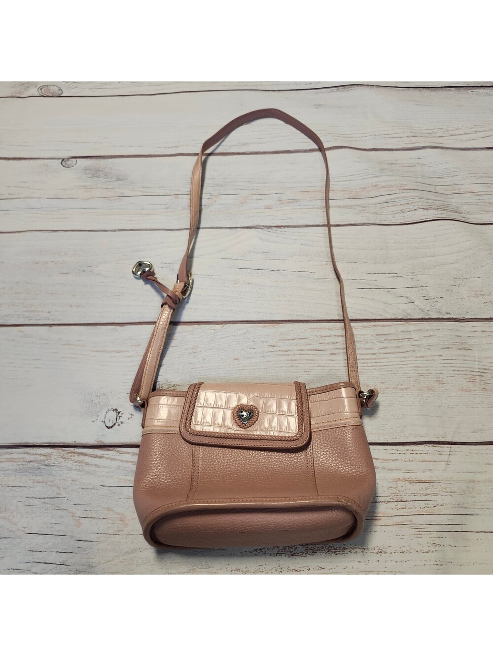 Brighton Pink Leather Crossbody Bag with Heart Detail